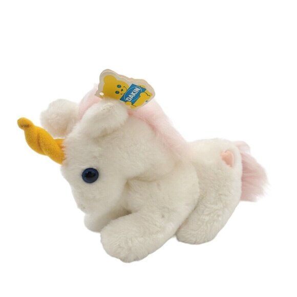 Dakin 1982 Vintage Small 6" Unicorn White Pink Heart Plush Stuffed Animal W/ TAG - Picture 2 of 9